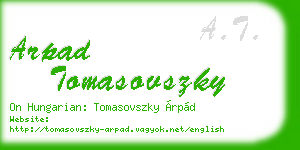 arpad tomasovszky business card